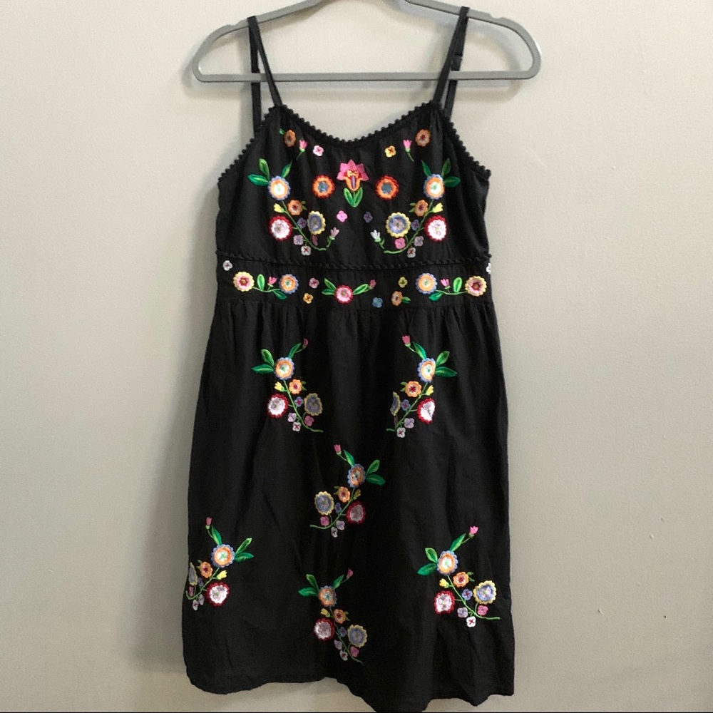 Earthbound Strap Embroidered colorful floral dress